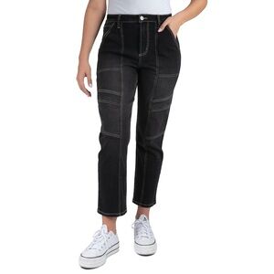 Juniors' Indigo Rein High Rise Utility Crop Jeans